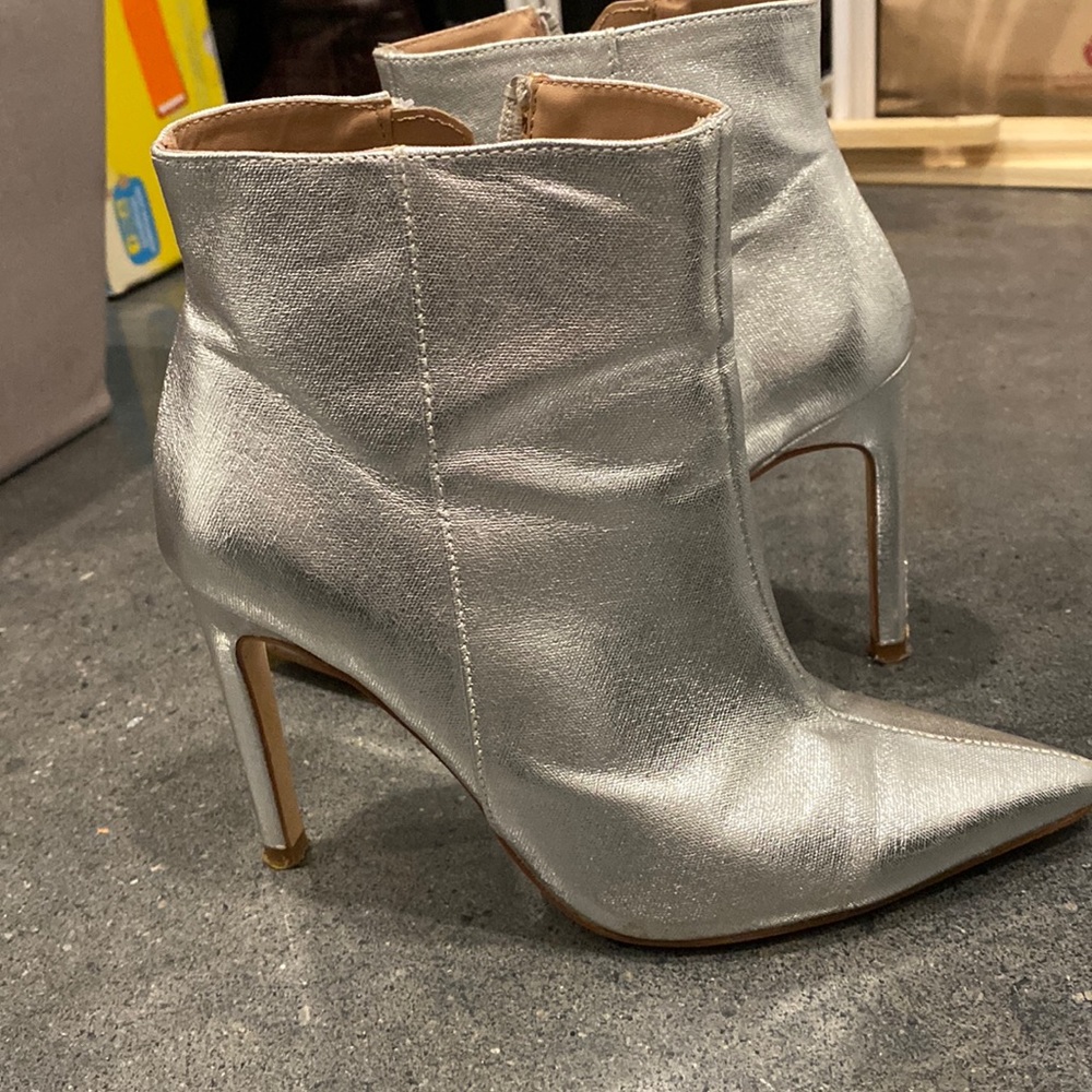Silver Stilletto Booties